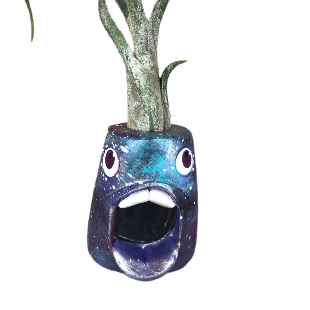 🛑SOLD🛑Handmade clay airplant holder galaxy